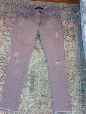 Express Mauve Distressed Ankle Skinny Jeans